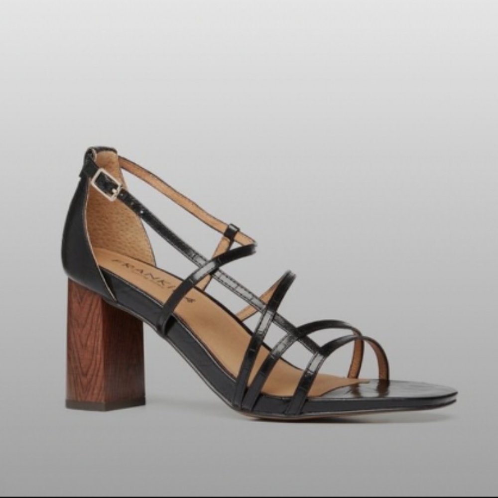 PAIGE Black Croc Emboss High Heels
